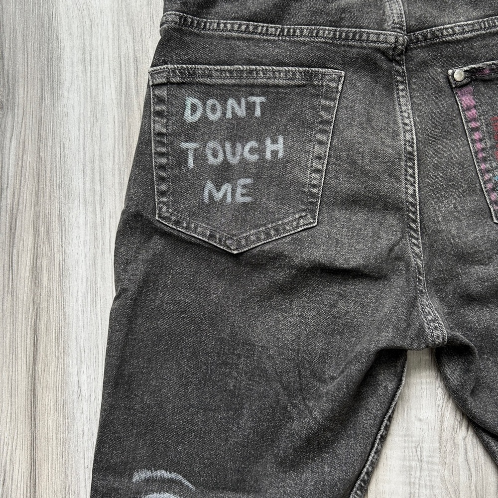 & Denim Custom Painted Black Jeans